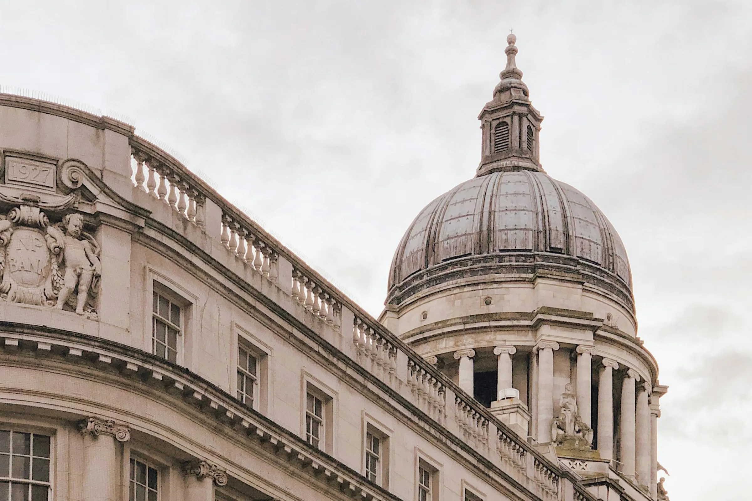 Classical bank architecture in the City of London