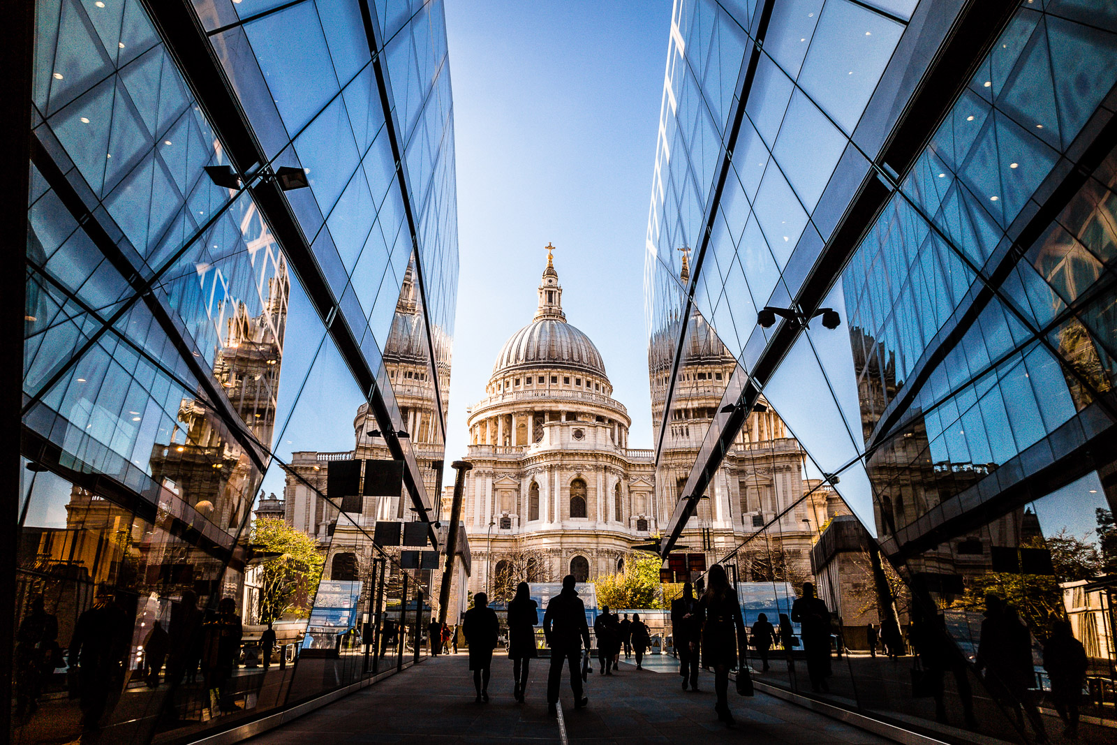 St Paul’s Cathedral framed by modern City of London architecture